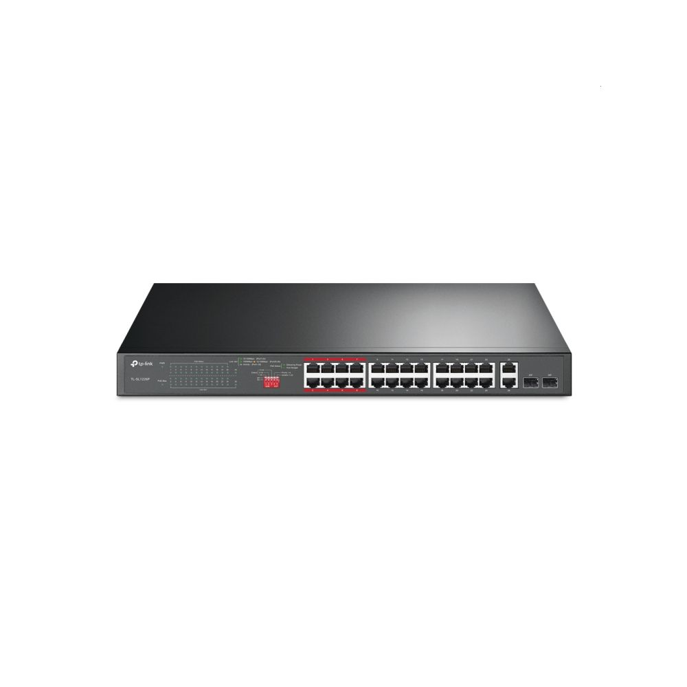24-Port 10/100 Mbps + 2-Port Gigabit Rackmount Switch with 24-Port PoE+