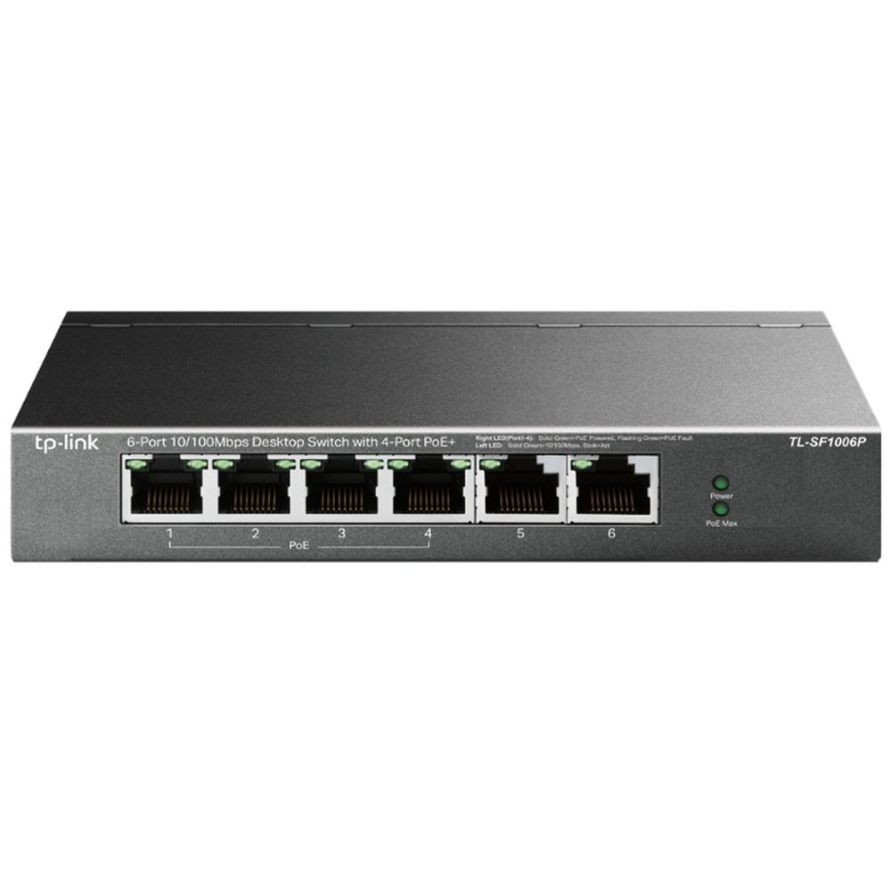 6-Port 10/100 Mbps Desktop Switch with 4-Port PoE+ 6-Port 10/100 Mbps Desktop Switch with 4-Port PoE+