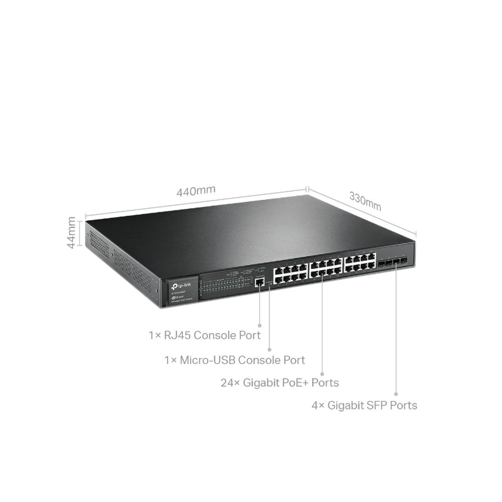 Omada JetStream 28-Port Gigabit L2 + Managed Switch with 24-Port PoE+
