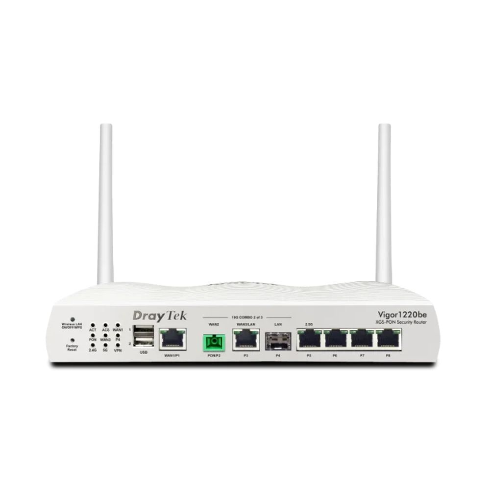 Vigor 1220be XGS-PON router, XGS-PON poort 1x 1Gbe WAN poort, 1x 10GbE WAN/LAN